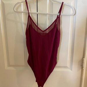 Wine knit body suit